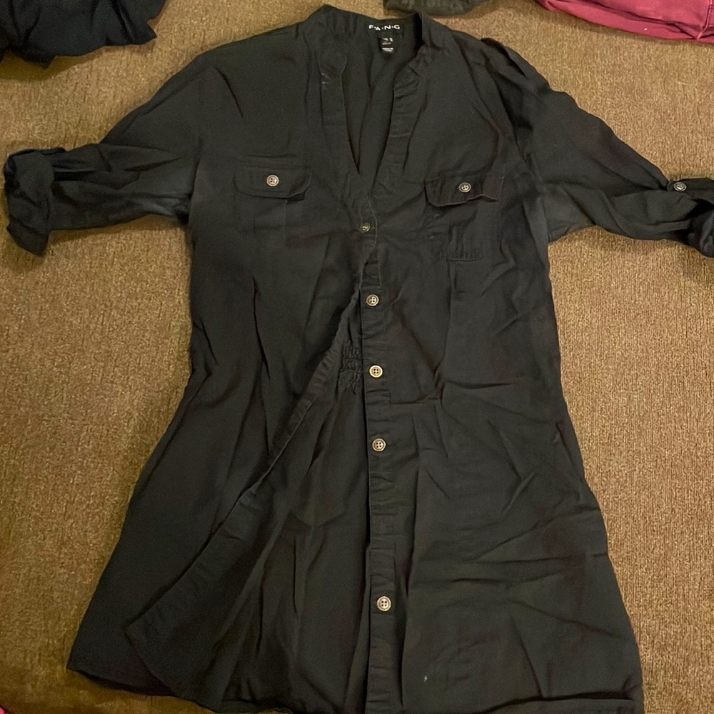 FANG extra long button up work shirt